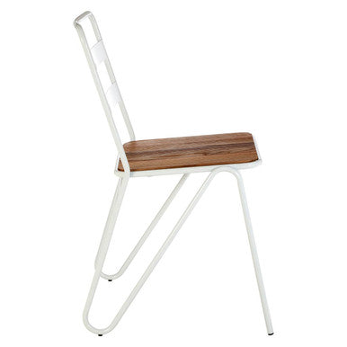 White Metal and Elm Wood Chair | District