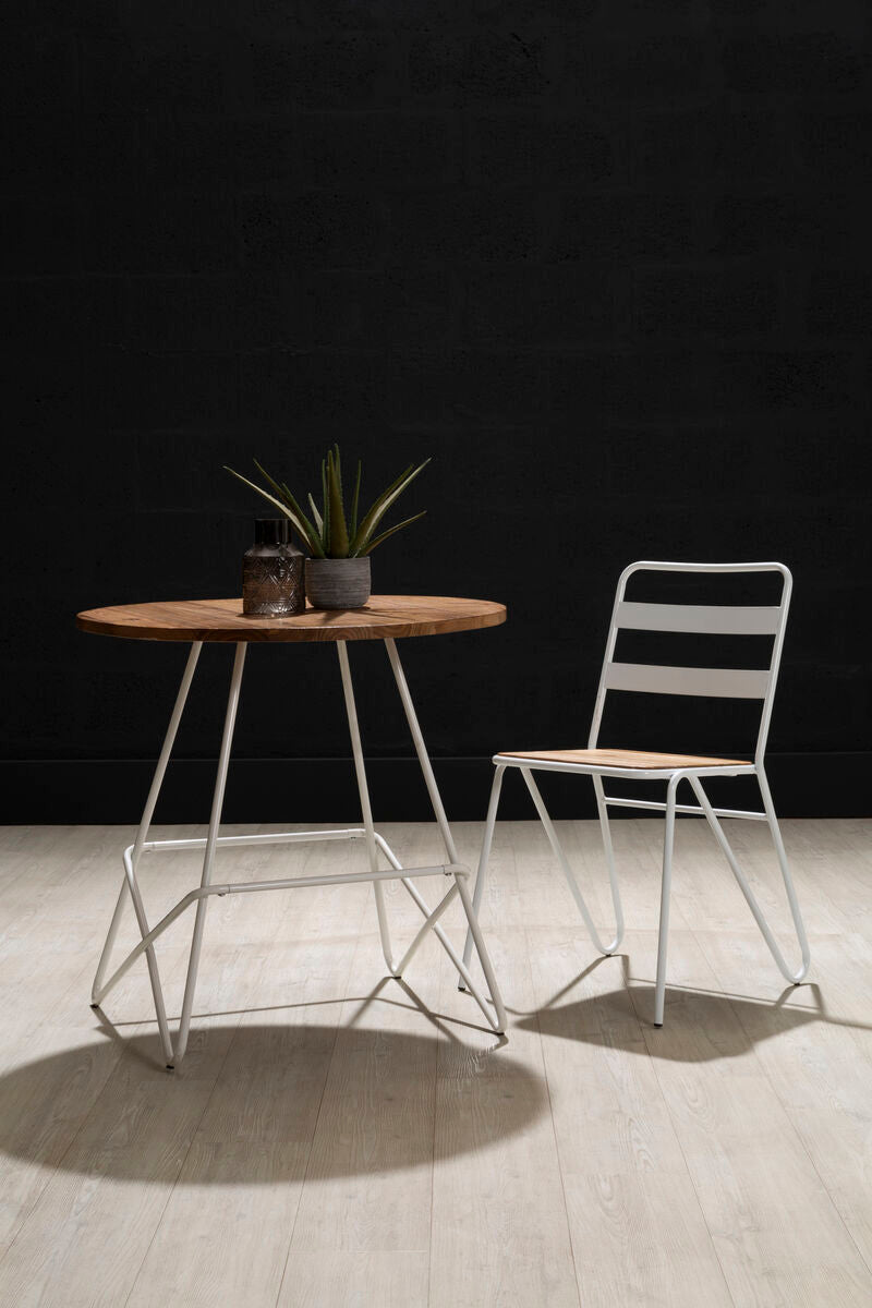 White Metal and Elm Wood Chair | District