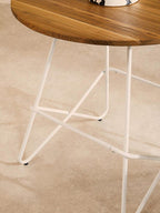 White Metal Legs and Natural Elm Wood Top Round Dining Table | District
