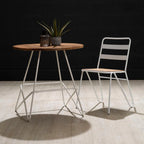 White Metal Legs and Natural Elm Wood Top Round Dining Table | District