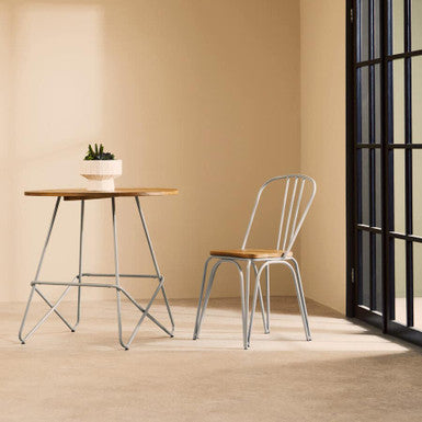 Grey Metal Legs and Natural Elm Wood Top Round Dining Table | District