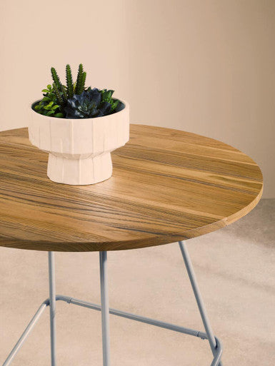 Grey Metal Legs and Natural Elm Wood Top Round Dining Table | District