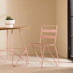 Pink Metal Legs and Natural Elm Wood Top Round Dining Table | District