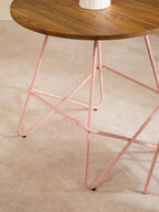 Pink Metal Legs and Natural Elm Wood Top Round Dining Table | District
