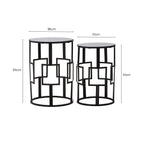 Set of 2 Black Square Metal Frames Nesting Tables with Mirrored Tops | Avantis