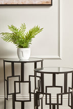 Set of 2 Black Square Metal Frames Nesting Tables with Mirrored Tops | Avantis