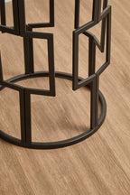 Set of 2 Black Square Metal Frames Nesting Tables with Mirrored Tops | Avantis