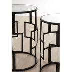 Set of 2 Black Square Metal Frames Nesting Tables with Mirrored Tops | Avantis