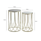 Set of 2 Champagne Gold Mirror Top Side Tables with Metal Bases | Avantis