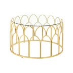 Round Glass Top and Gold Leaf Frame Coffee Table | Merlin