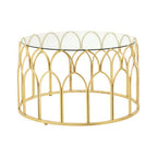 Round Glass Top and Gold Leaf Frame Coffee Table | Merlin