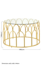 Round Glass Top and Gold Leaf Frame Coffee Table | Merlin