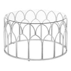 Round Glass Top and Silver Leaf Frame Coffee Table | Merlin