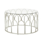 Round Glass Top and Silver Leaf Frame Coffee Table | Merlin