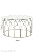 Round Glass Top and Silver Leaf Frame Coffee Table | Merlin