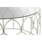 Round Glass Top and Silver Leaf Frame Coffee Table | Merlin