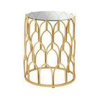 Gold Round Side Table with Geometric Design | Merlin