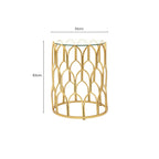 Gold Round Side Table with Geometric Design | Merlin