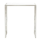 Set of 2 Tempered Glass Top Side Table with Silver Leaf Finish Base | Merlin