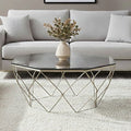 Hexagon Tempered Glass Top Coffee Table with Gold Brushed Nickel Base | Allure