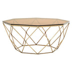 Brown Brushed Bronze Diamond Base Coffee Table with Amber Glass Top | Allure