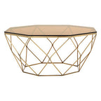 Brown Brushed Bronze Diamond Base Coffee Table with Amber Glass Top | Allure