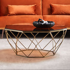 Brown Brushed Bronze Diamond Base Coffee Table with Amber Glass Top | Allure