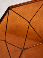 Brown Brushed Bronze Diamond Base Coffee Table with Amber Glass Top | Allure