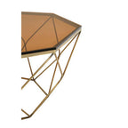 Brown Brushed Bronze Diamond Base Coffee Table with Amber Glass Top | Allure