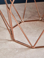 Rose Gold Metal Geometric Side Table with Hexagonal Tempered Glass Top | Allure