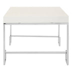 White High Gloss Wood Top Coffee Table with Silver Chrome Angled Stainless Steel Leg | Allure