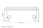 White High Gloss Wood Top Coffee Table with Silver Chrome Angled Stainless Steel Leg | Allure