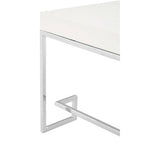 White High Gloss Wood Top Coffee Table with Silver Chrome Angled Stainless Steel Leg | Allure