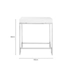 White High Gloss Wood Top End Table with Silver Chrome Angled Stainless Steel Leg | Allure