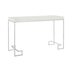 White High Gloss Wood Top Coffee Table with Silver Chrome Metal Leg | Allure