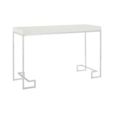 White High Gloss Wood Top Coffee Table with Silver Chrome Metal Leg | Allure