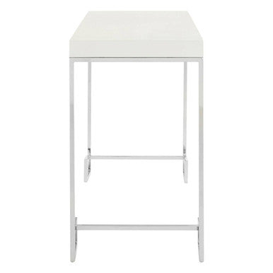 White High Gloss Wood Top Coffee Table with Silver Chrome Metal Leg | Allure