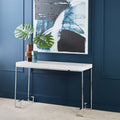 White High Gloss Wood Top Coffee Table with Silver Chrome Metal Leg | Allure