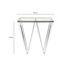 Clear Tempered Glass Coffee Table with Chrome Triangular Metal Legs | Allure