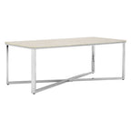 White Faux Marble Coffee Table with Chrome Lattice Leg Design | Allure