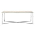 White Faux Marble Coffee Table with Chrome Lattice Leg Design | Allure