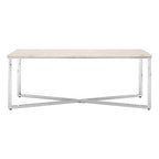 White Faux Marble Coffee Table with Chrome Lattice Leg Design | Allure
