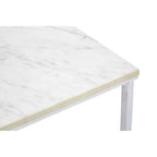 White Faux Marble Coffee Table with Chrome Lattice Leg Design | Allure