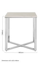 Square White Faux Marble End Table with Silver Chrome Metal Legs | Allure