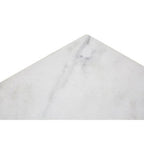 Square White Faux Marble End Table with Silver Chrome Metal Legs | Allure