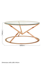 Rose Gold Stainless Steel Base Round Coffee Table with Tempered Glass Top | Allure