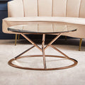 Rose Gold Stainless Steel Base Round Coffee Table with Tempered Glass Top | Allure