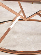 Rose Gold Stainless Steel Base Round Coffee Table with Tempered Glass Top | Allure