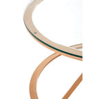 Rose Gold Stainless Steel Base Round Coffee Table with Tempered Glass Top | Allure