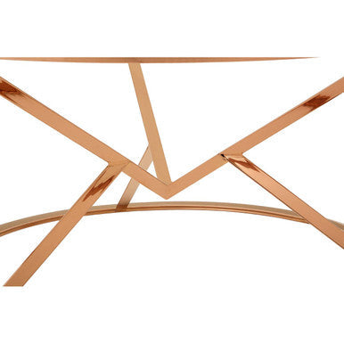 Rose Gold Stainless Steel Base Round Coffee Table with Tempered Glass Top | Allure